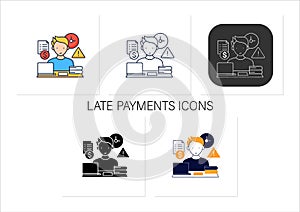 Late payments icons set