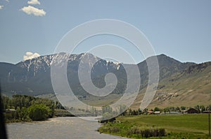 Late Spring in Montana: Looking South Over the Yellowstone River to Sepulcher Mountain in the Gallatin Range photo