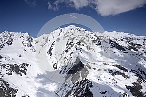 Late spring snow on Ortles Cevedale peak range, Alps,  Italy