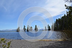 Late Spring in Yellowstone National Park: Looking Across Yellowstone Lake From Gull Point to the Mountains of the Absaroka Range photo