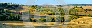 Late summer aerial landscape of valley in Tuscany