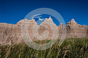 Late Summer Grasses in Front of Badland Hoodoo