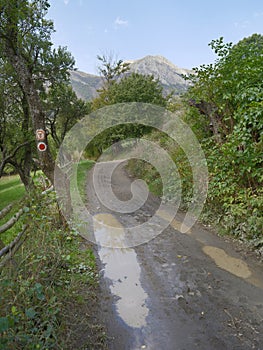 Late summer landscape on Via Transilvanica path in Cernei Mountains, Romania, Europe