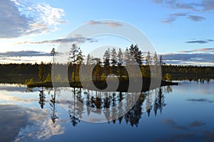 Late summers evening in Finland. HaltiajÃÂ¤rvi, Salla.