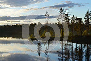 Late summers evening in Finland. HaltiajÃ¤rvi, Salla.