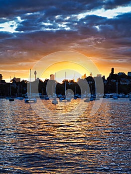 Late Sunset Dusk Over Rose Bay, Sydney Harbour, Australia
