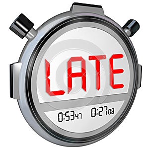 Late Word Stopwatch Timer Clock Tardy Delinquent Overdue Word