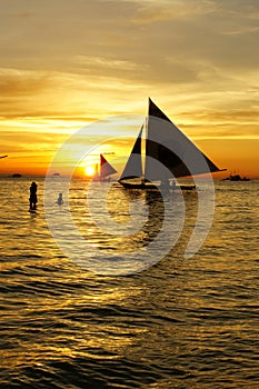 Lateen sail at sunset
