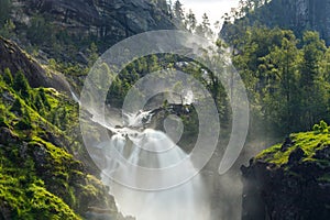 Latefossen is one of the most visited waterfalls in Norway and is located near Skare and Odda in the region Hordaland, Norway.