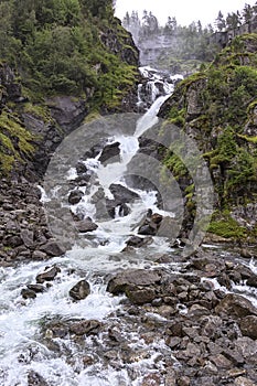 Latefossen, a waterfall in the municipality of Odda, Norway