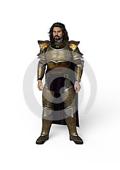 Knight with the golden Armor, 3D Illustration photo