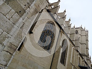 Lateral facade view of the Cathedral of St. John the Baptist of Lyon, France