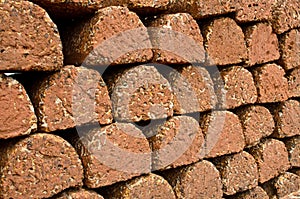 Laterite brick wall.