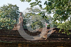 Laterite Buddha Statue at Wat Pra Khaeo Kamphaeng Phet Province, Thailand