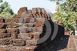 Laterite Stupa Foundation at Wat Pra Khaeo Kamphaeng Phet Province, Thailand