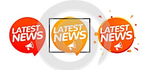 Latest news breaking report. Daily newspaper or news report banner icon concept