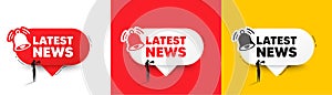 Latest news symbol. Media newspaper sign. Speech bubbles with bell. Vector