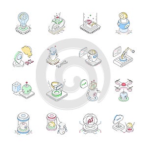 Latest Set of Artificial Intelligence Isometric Icons