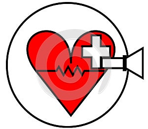 Latest style red heart health-care logo