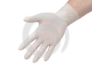 Latex glove isolated on white background. Medical gloves. photo