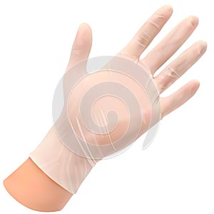 Latex gloves on the hand. Individual protection against bacteria viruses and various organic and chemical contaminants
