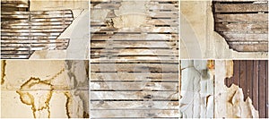 Lath plaster wall old weathered stained background collage