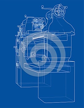 Lathe concept. Vector rendering of 3d