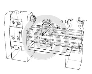 Lathe concept. Vector rendering of 3d