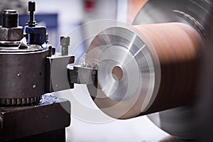 Lathe cutting metal