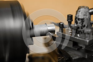 Lathe detail during operation