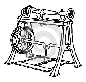 Lathe for Wood turning, vintage illustration