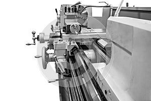 Lathe in workshop, The machine is old but working