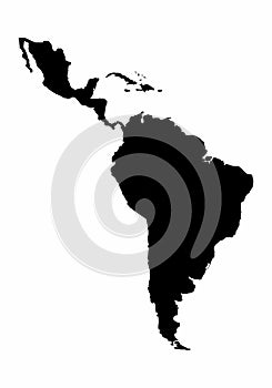Latin America silhouette map