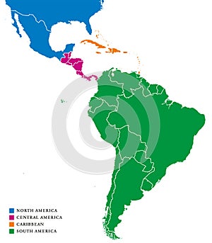 Latin America subregions map
