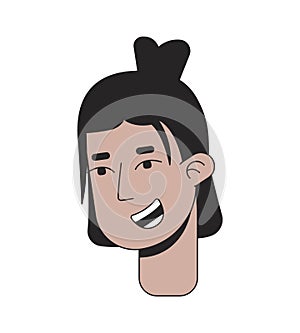 Latin american guy with medium length hair 2D linear cartoon character head