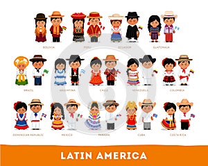 Latin Americans in national clothes.