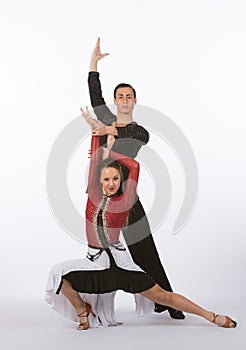 Latin Ballroom Dancers with Black and Red Dress - Posing