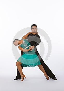 Latin Ballroom Dancers with Green Dress