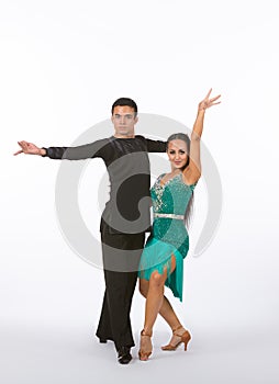 Latin Ballroom Dancers with Green Dress - Intense