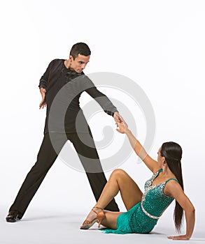 Latin Ballroom Dancers with Green Dress - Sit