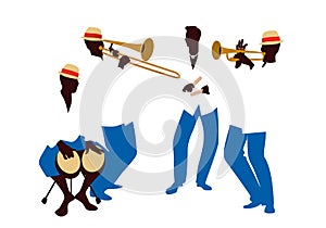 Latin band Four Latin musicians playing bongos, trumpet, claves and trombone photo