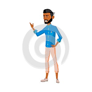 latin bearded man guide conducts excursion cartoon vector