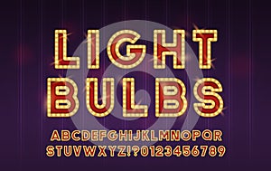 Latin Font With Numbers Bordered With Light Bulbs