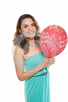 Latin girl red balloon