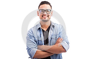 Latin hipster young man smiling