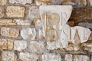 Latin illegible inscritption on ancient stone, Tarraco, Tarrago photo
