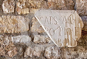 Latin inscritption on ancient stone, Tarraco, Tarragona. photo