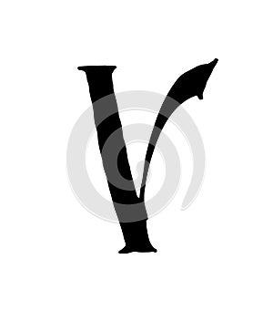 Latin letter V. Vector. Logo for the company. Icon for the site. Separate letter from the alphabet. Gothic neo-Russian ancient sty photo