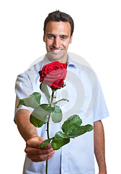 Latin lover with a red rose