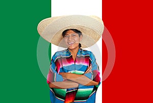 Latin mexican hispanic sombrero poncho woman